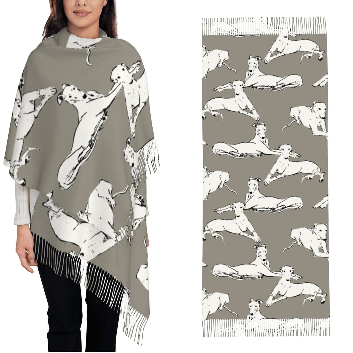 Pashmina Wrap Large - Ontspannende Greyhound Whippet Sjaal voor Vrouwen