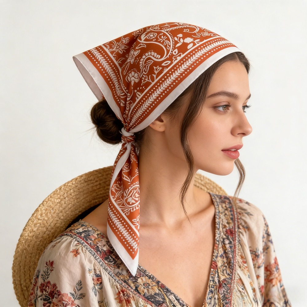 Scarf Silk Square - 1Pc cashew print mode zijden sjaal