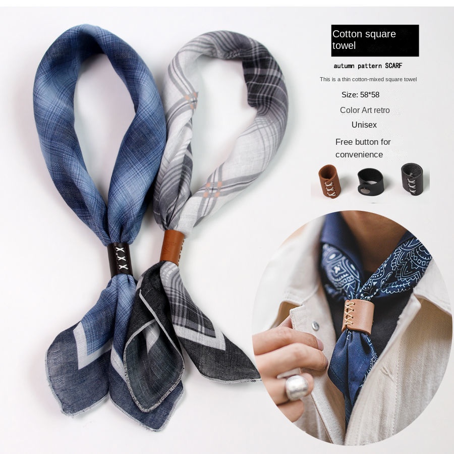 Scarf Silk Square - Heren Vierkante Sjaal Met Knopen Katoen