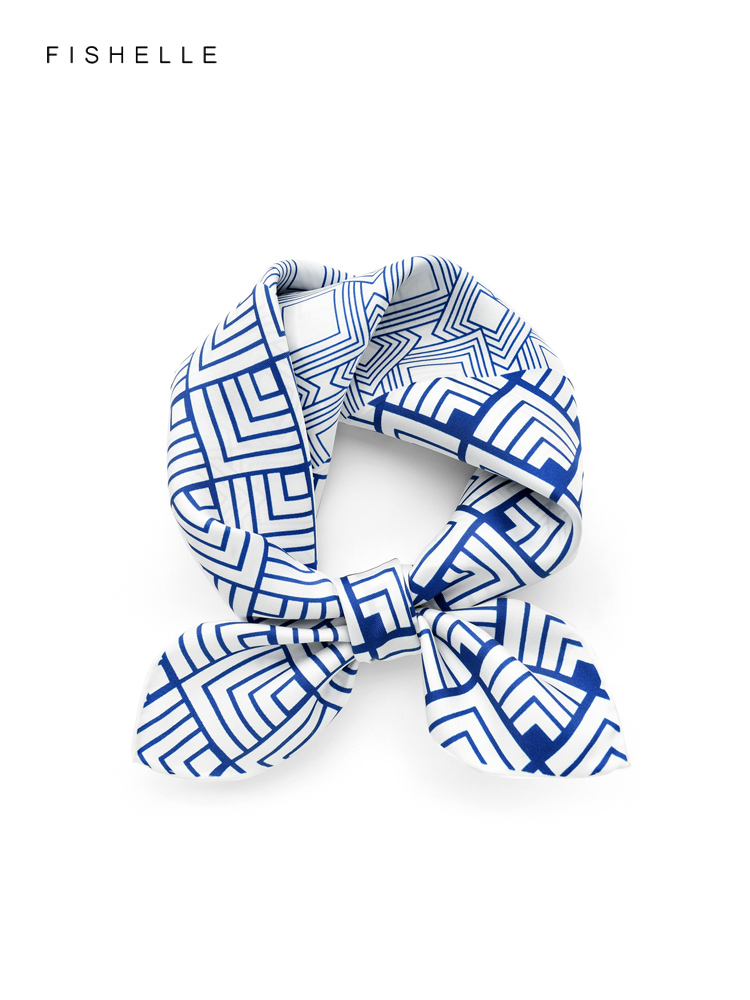 Scarf Silk Square - Geometrische Gedrukt Real Zijde Twill Sjaal