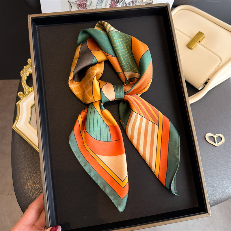 Ascot Neck Scarf - 2026 Nieuwe Geometrie Print Zijde Vierkante