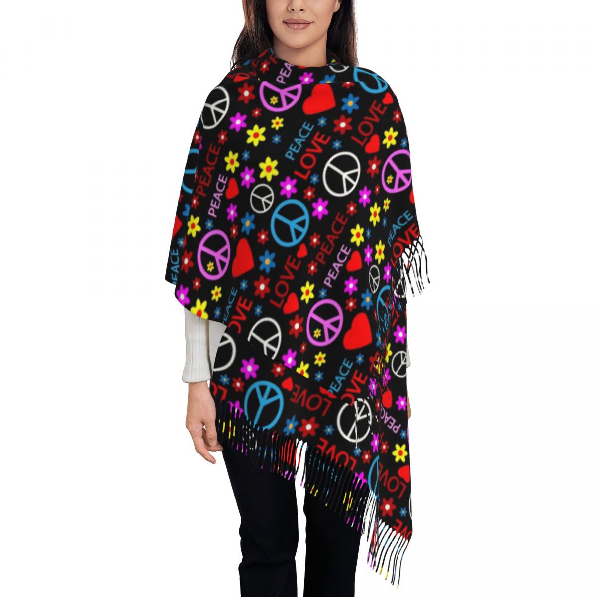 Peace Foral Love Patroon Sjaal - Pashmina Wrap Large recensie en prijs
