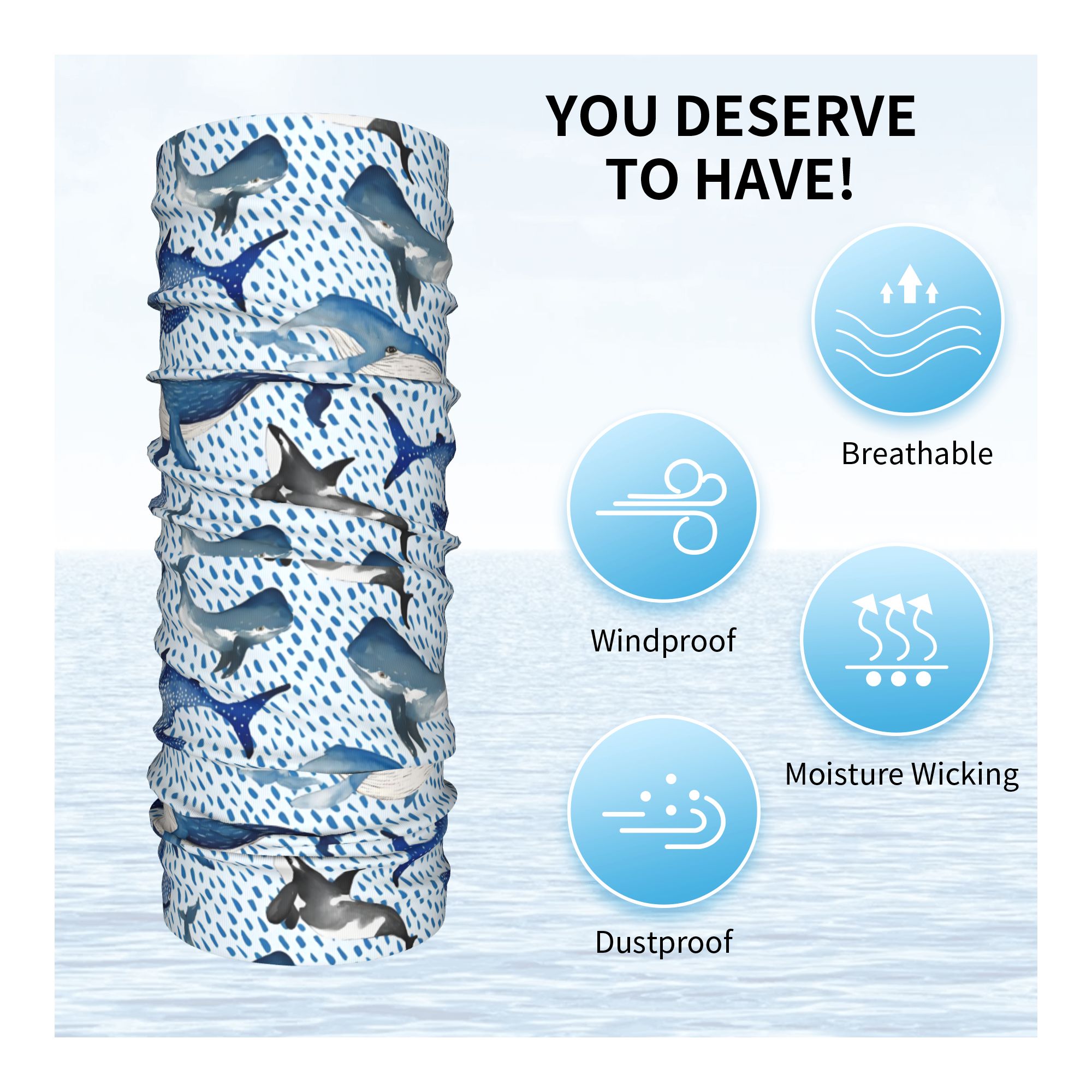 Aangepaste blauwe aquarel haai - Neck Warmer Tube recensie en prijs